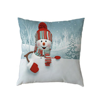 HKM-515411 Christmas Cartoon Snowman Peach Skin Cushion Cover, 45x45cm