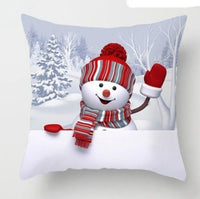 HKM-515411 Christmas Cartoon Snowman Peach Skin Cushion Cover, 45x45cm