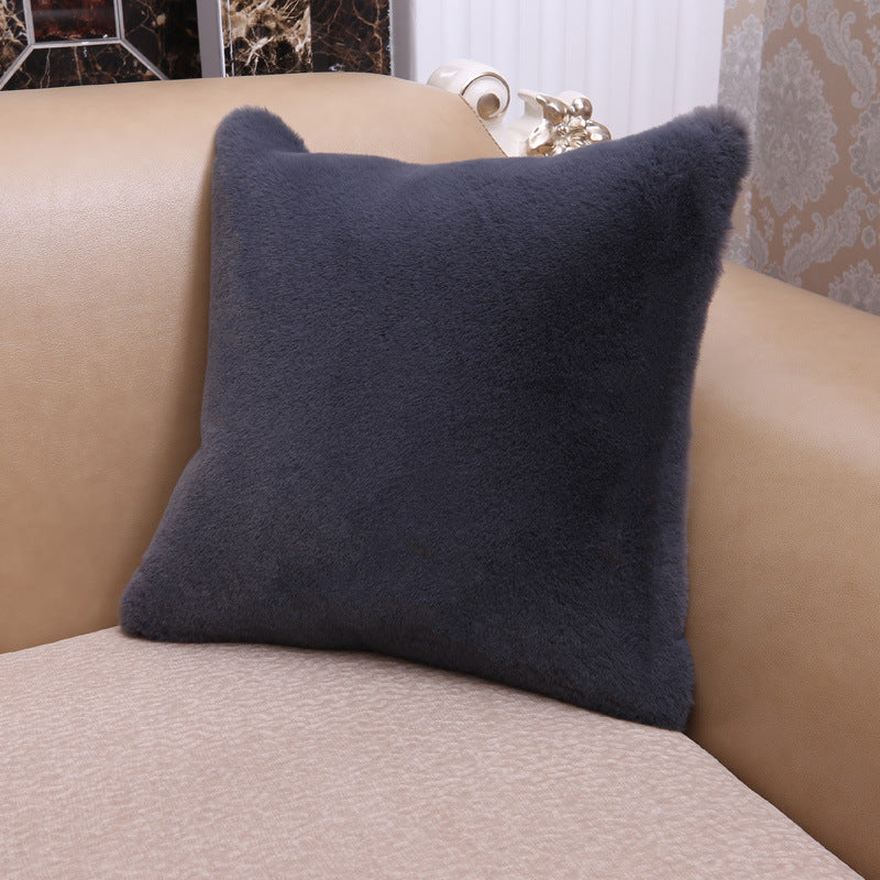 HKM-515475 Soft Imitation Wool Short Hair Throw Pillow Cover - Multiple Colors Available