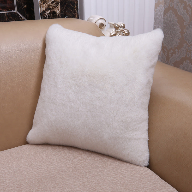 HKM-515475 Soft Imitation Wool Short Hair Throw Pillow Cover - Multiple Colors Available