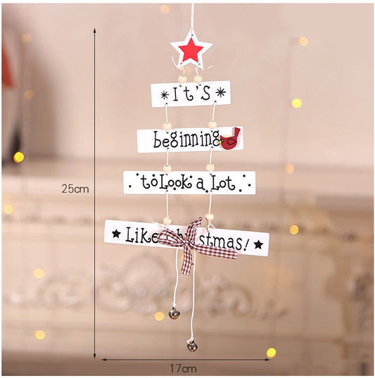 HKM-515475 Wooden Five-Pointed Star Ornament with Alphabet Letters for Christmas Tree Décor