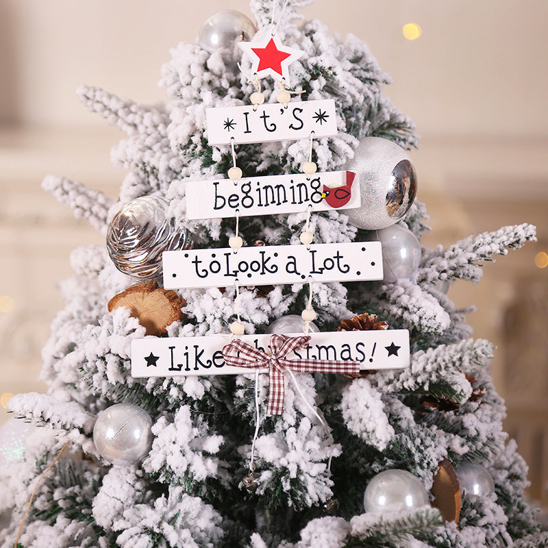 HKM-515475 Wooden Five-Pointed Star Ornament with Alphabet Letters for Christmas Tree Décor