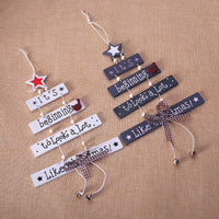 HKM-515475 Wooden Five-Pointed Star Ornament with Alphabet Letters for Christmas Tree Décor