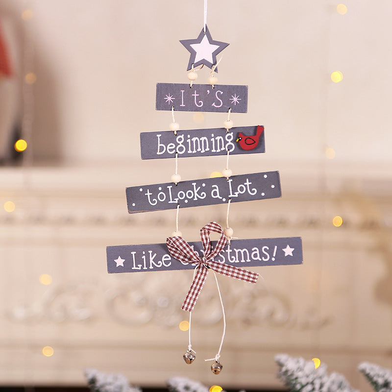 HKM-515475 Wooden Five-Pointed Star Ornament with Alphabet Letters for Christmas Tree Décor
