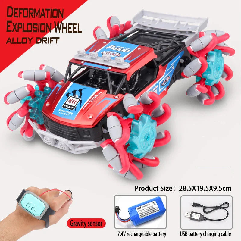 HKM-515603 Alloy Drift RC Stunt Car with Gesture Control and LED Lights - 6 Channel Remote Control Truck