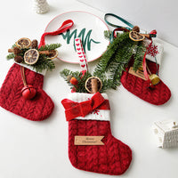HKM-515795 Knitted Christmas Stockings with Snowman, Bells, and Snowflakes for Festive Decor