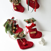 HKM-515795 Knitted Christmas Stockings with Snowman, Bells, and Snowflakes for Festive Decor