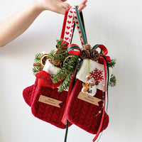 HKM-515795 Knitted Christmas Stockings with Snowman, Bells, and Snowflakes for Festive Decor