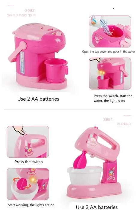 HKM-515859 Mini Kitchen Set with Electric Washing Machine and Sweeper for Children