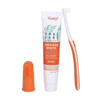 HKM-516115 Pet Toothbrush Care Set with Finger Brush and Toothpaste - Vanilla, Beef, Cyan, White