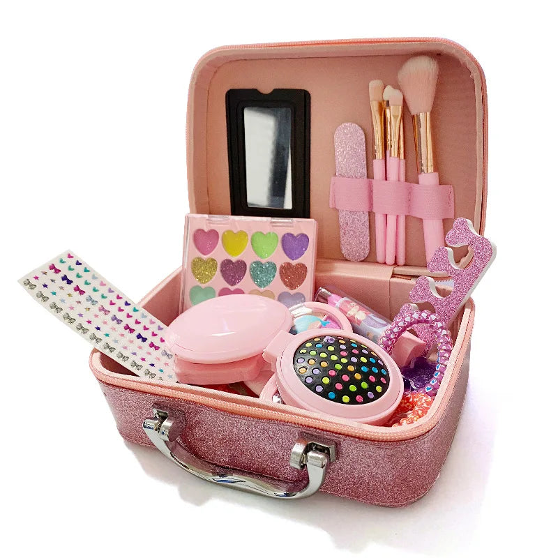 Kids Pretend Makeup Play Set with Lipstick and Nail Accessories for Creative Dress-Up Fun