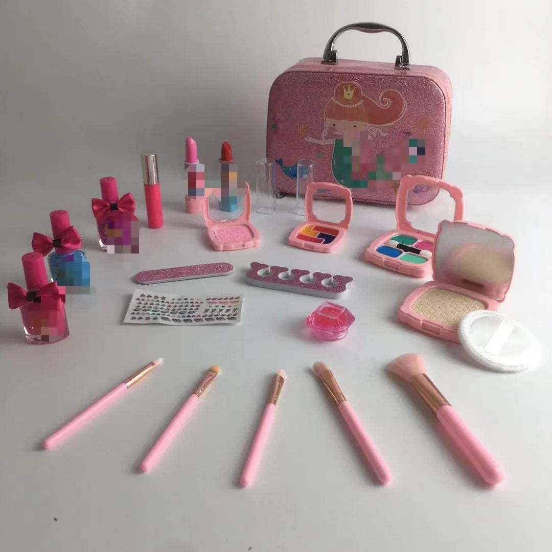Kids Pretend Makeup Play Set with Lipstick and Nail Accessories for Creative Dress-Up Fun