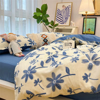 HKM-516179 Whimsical Cartoon Anime Washed Cotton Bed Sheet Quilt Cover Set - Four-Piece with Pillowcases