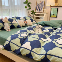 HKM-516179 Whimsical Cartoon Anime Washed Cotton Bed Sheet Quilt Cover Set - Four-Piece with Pillowcases