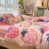 HKM-516179 Whimsical Cartoon Anime Washed Cotton Bed Sheet Quilt Cover Set - Four-Piece with Pillowcases