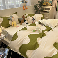 HKM-516179 Whimsical Cartoon Anime Washed Cotton Bed Sheet Quilt Cover Set - Four-Piece with Pillowcases