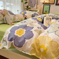 HKM-516179 Whimsical Cartoon Anime Washed Cotton Bed Sheet Quilt Cover Set - Four-Piece with Pillowcases
