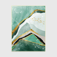 HKM-516243 Modern Abstract Dark Green and Gold Landscape Door Mat - Large Wild Goose Flying Design for Bedroom, Living Room, and Bedside