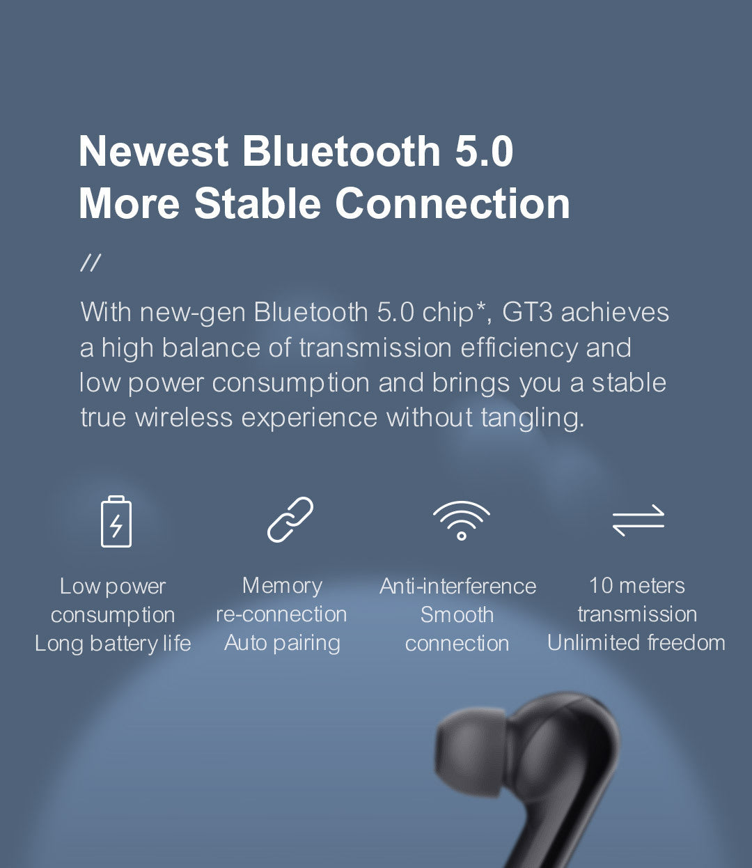 HKM-516243 True Wireless In-Ear Sports Headphones with Bluetooth 5.0, 24-Hour Battery Life, Noise Reduction, and Voice Assistant Functionality