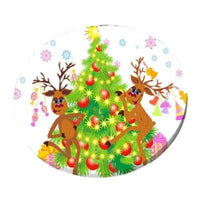 HKM-516307 Elastic Edge Waterproof Christmas Tablecloth for Round Tables up to 47 Inches