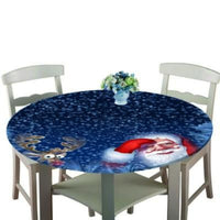HKM-516307 Elastic Edge Waterproof Christmas Tablecloth for Round Tables up to 47 Inches