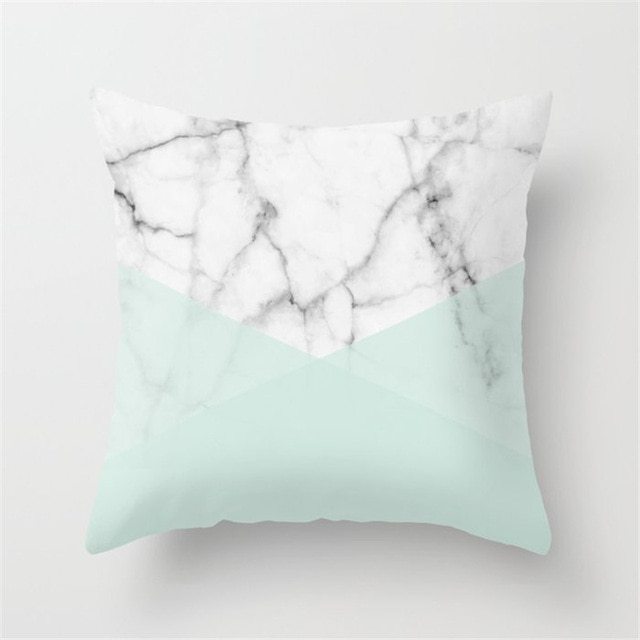 HKM-516307 Mint Green Geometric Abstraction Peach Skin Pillowcase 45x45cm
