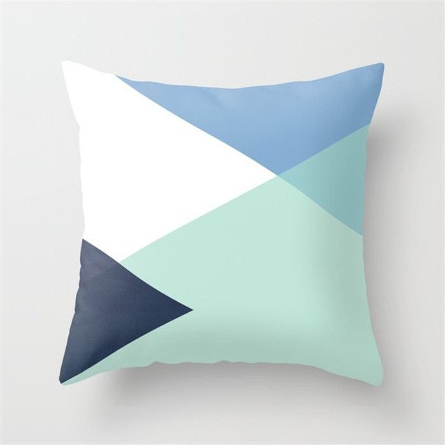 HKM-516307 Mint Green Geometric Abstraction Peach Skin Pillowcase 45x45cm