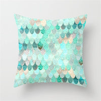HKM-516307 Mint Green Geometric Abstraction Peach Skin Pillowcase 45x45cm
