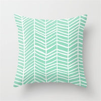 HKM-516307 Mint Green Geometric Abstraction Peach Skin Pillowcase 45x45cm