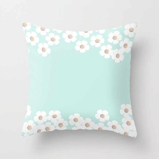 HKM-516307 Mint Green Geometric Abstraction Peach Skin Pillowcase 45x45cm