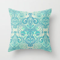 HKM-516307 Mint Green Geometric Abstraction Peach Skin Pillowcase 45x45cm