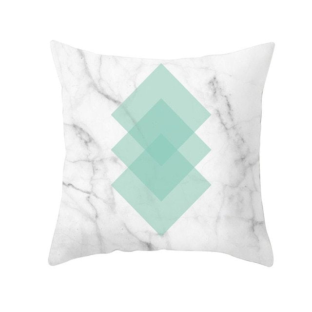 HKM-516307 Mint Green Geometric Abstraction Peach Skin Pillowcase 45x45cm