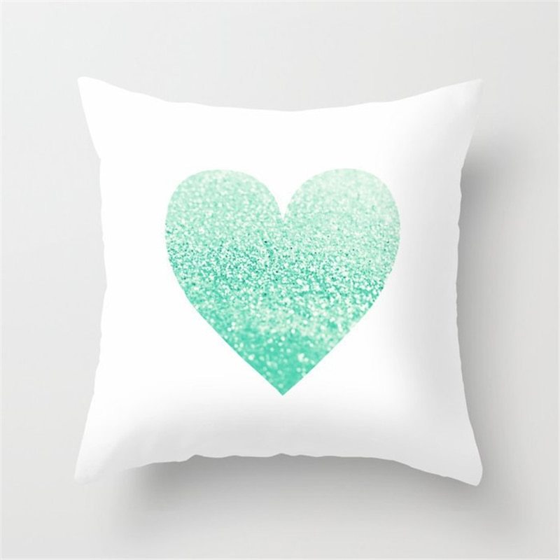 HKM-516307 Mint Green Geometric Abstraction Peach Skin Pillowcase 45x45cm