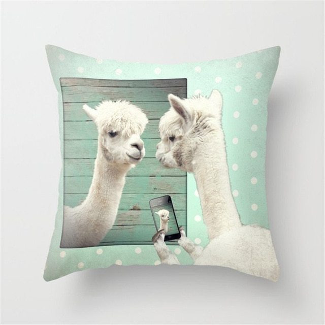 HKM-516307 Mint Green Geometric Abstraction Peach Skin Pillowcase 45x45cm