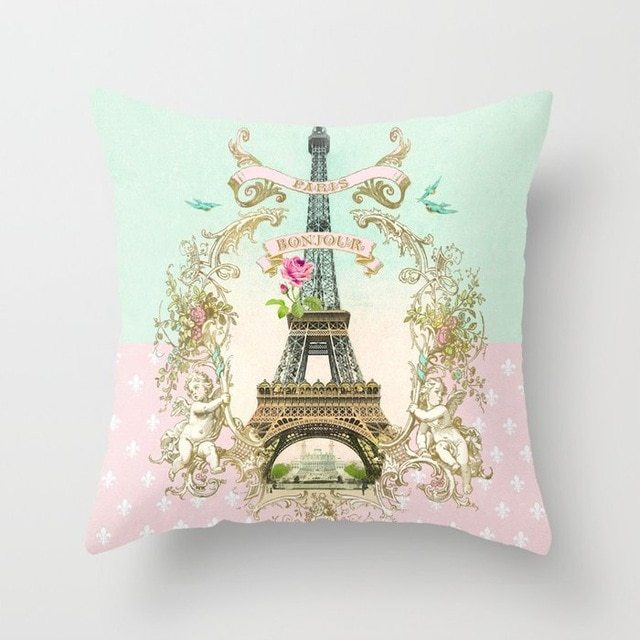 HKM-516307 Mint Green Geometric Abstraction Peach Skin Pillowcase 45x45cm