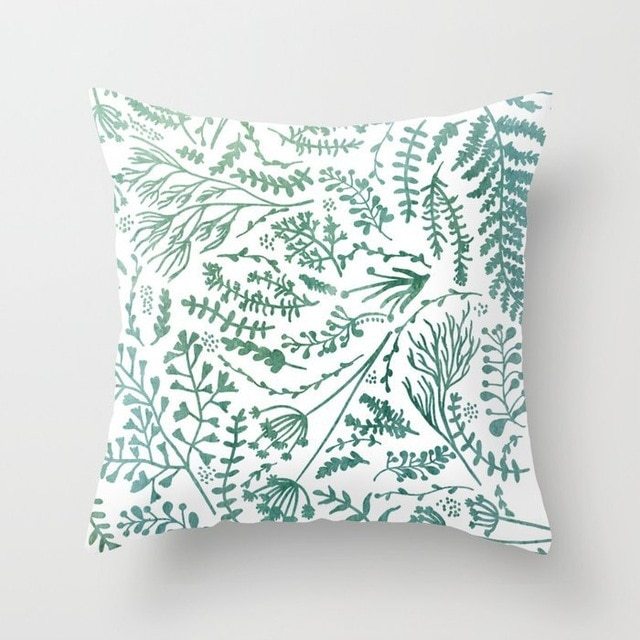 HKM-516307 Mint Green Geometric Abstraction Peach Skin Pillowcase 45x45cm
