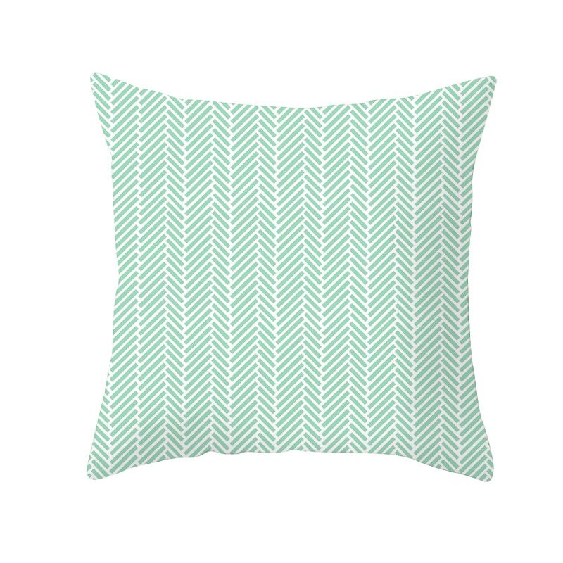 HKM-516307 Mint Green Geometric Abstraction Peach Skin Pillowcase 45x45cm