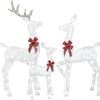 HKM-516371 Lighted 4ft Rattan Reindeer Family Set - 3-Piece Christmas Outdoor Decorations with 145 Warm White LEDs