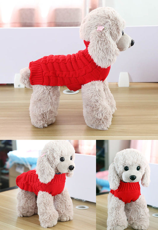 HKM-516435 Cashmere Twisted Rope Dog Sweater - Cozy Wool Pet Apparel in Multiple Sizes