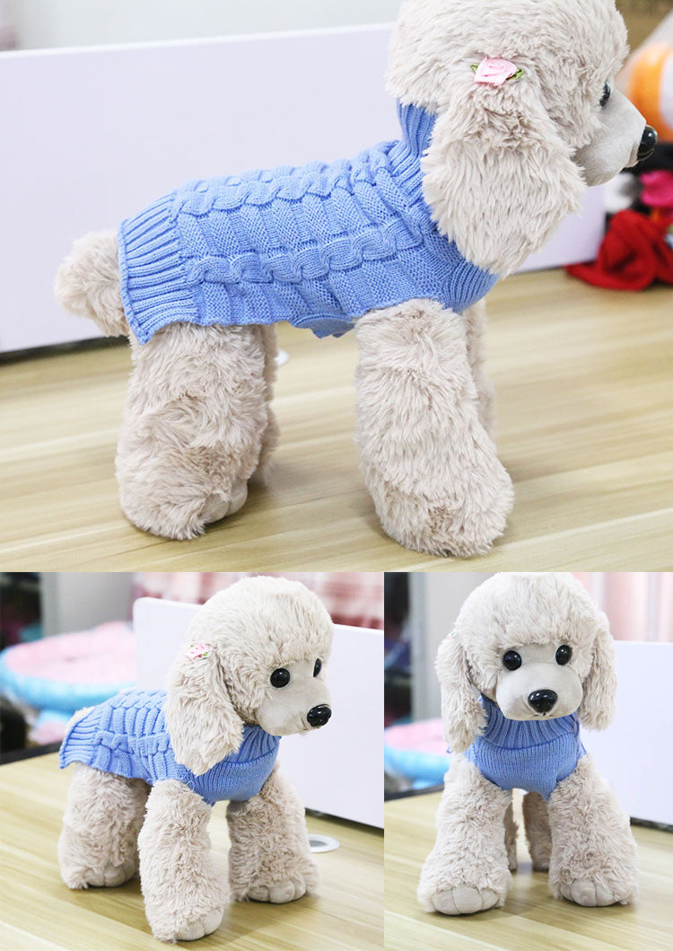 HKM-516435 Cashmere Twisted Rope Dog Sweater - Cozy Wool Pet Apparel in Multiple Sizes