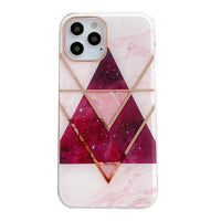 HKM-516435 Electroplated Mosaic Marble Phone Case for Apple - Geometry and Starry Sky Design, Anti-Scratch and Shock-Proof
