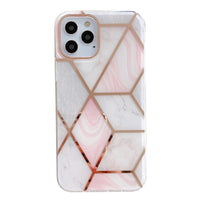 HKM-516435 Electroplated Mosaic Marble Phone Case for Apple - Geometry and Starry Sky Design, Anti-Scratch and Shock-Proof