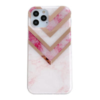 HKM-516435 Electroplated Mosaic Marble Phone Case for Apple - Geometry and Starry Sky Design, Anti-Scratch and Shock-Proof