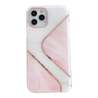 HKM-516435 Electroplated Mosaic Marble Phone Case for Apple - Geometry and Starry Sky Design, Anti-Scratch and Shock-Proof