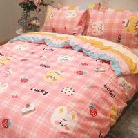 HKM-516499 Countryside Floral Design Four-Piece Girl's Heart Duvet Set with Quilt and Pillowcase