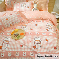 HKM-516499 Countryside Floral Design Four-Piece Girl's Heart Duvet Set with Quilt and Pillowcase
