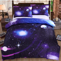 HKM-516499 Starry Sky Print Four-Piece Bedding Set in Cotton-Polyester Blend
