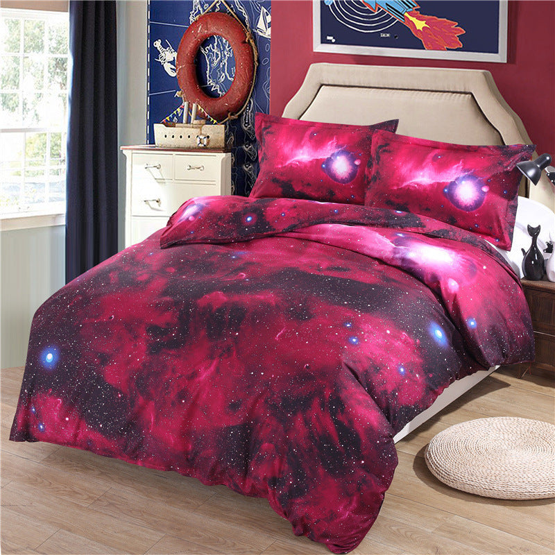 HKM-516499 Starry Sky Print Four-Piece Bedding Set in Cotton-Polyester Blend