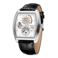HKM-516691 Men's Casual Square Hollow Automatic Mechanical Watch with Leather Strap 41mm Dial