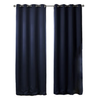 HKM-516883 Dark Blue Printed Blackout Curtains for Bedroom - Modern Vertical Shades